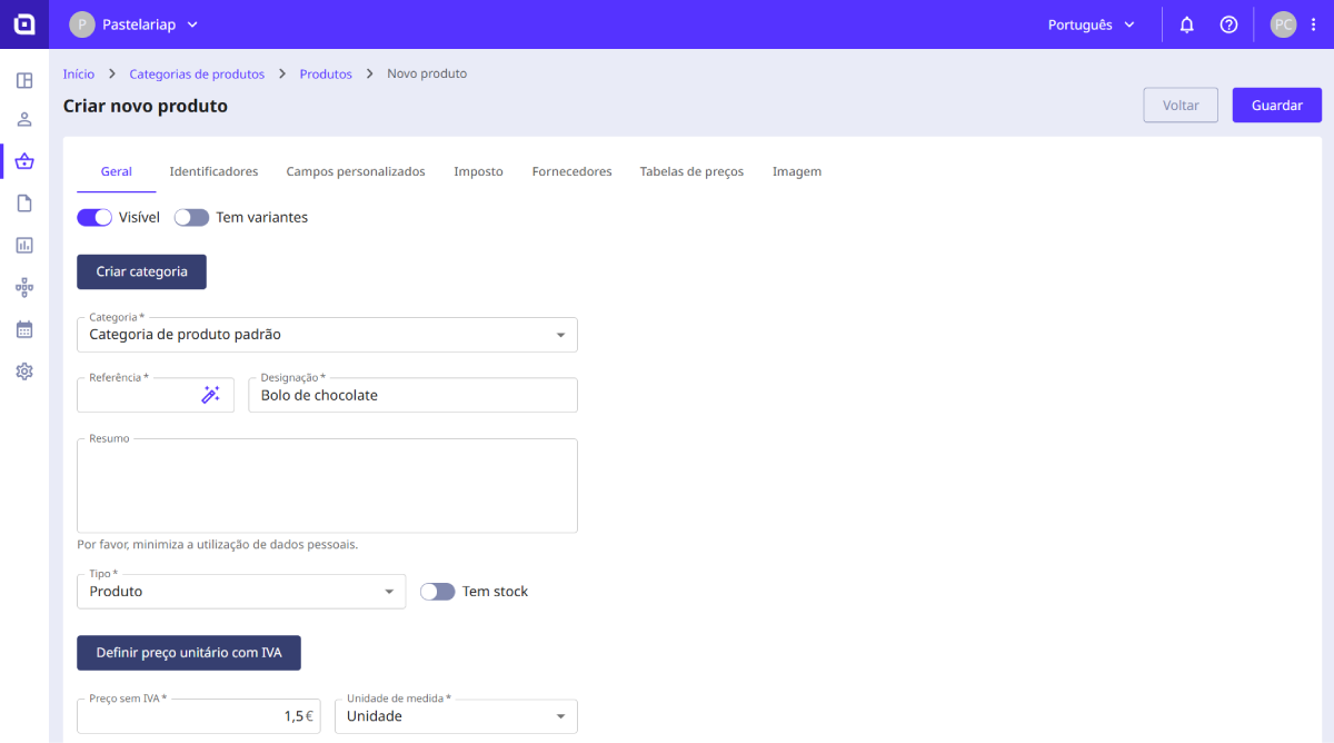 como criar produto 3
