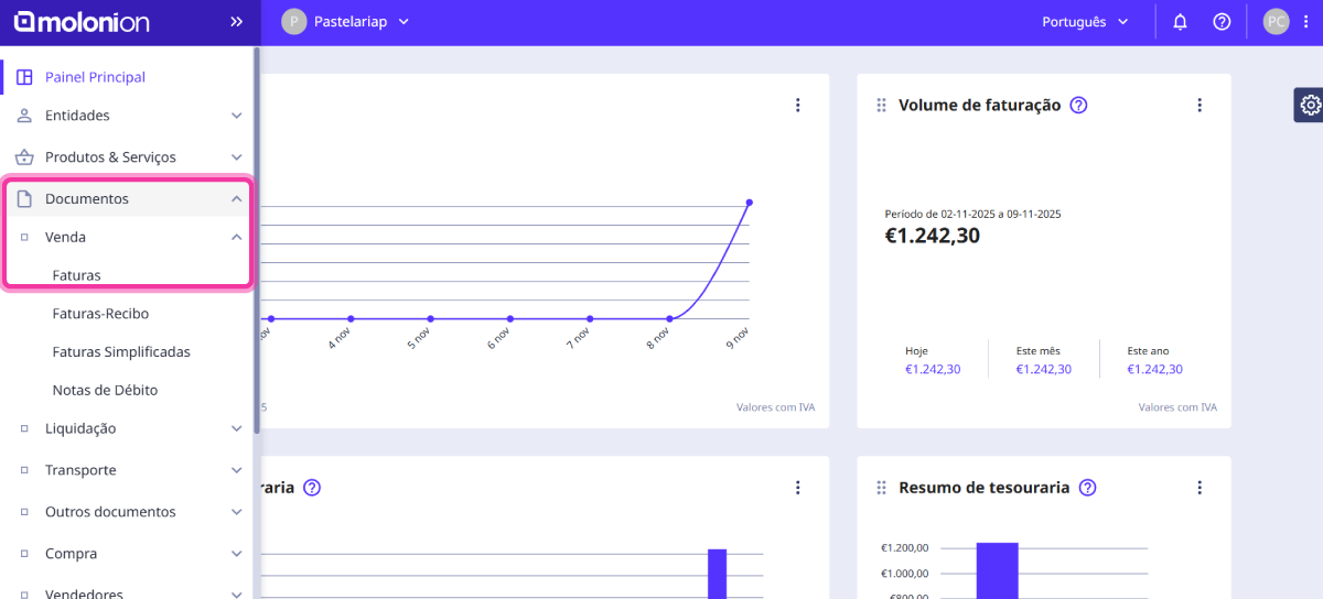 como emitir fatura 1