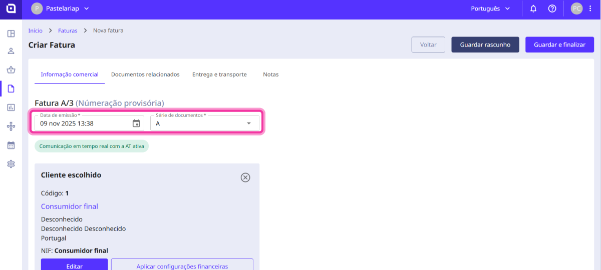 como emitir fatura 3