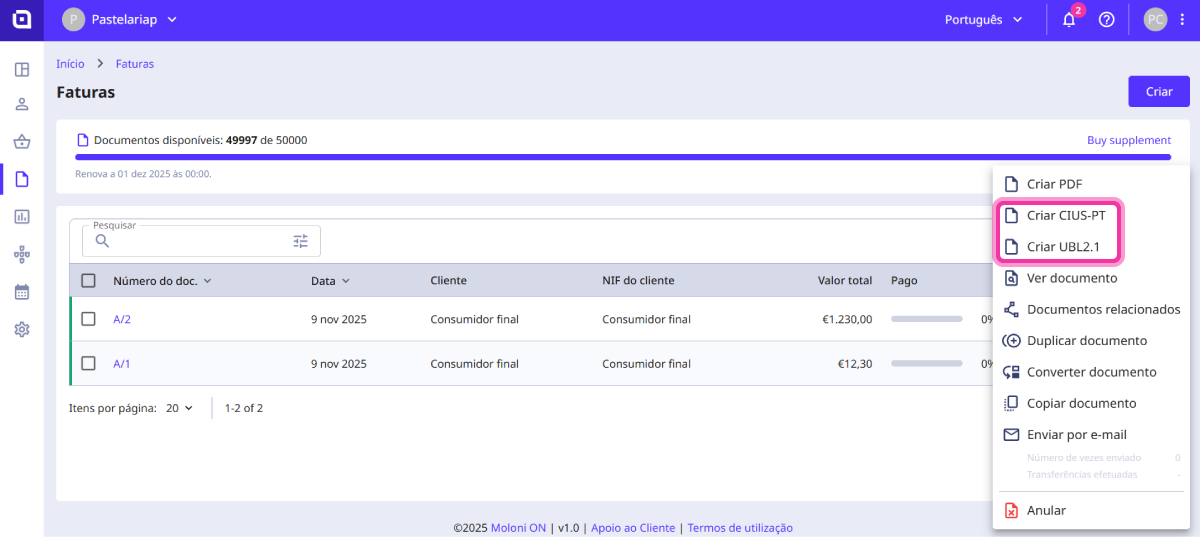 Como exportar um documento 2