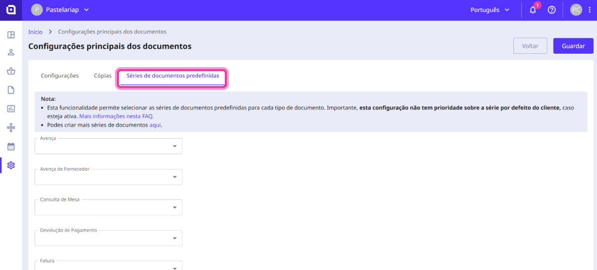Como associar séries predefinidas a tipos de documentos 2
