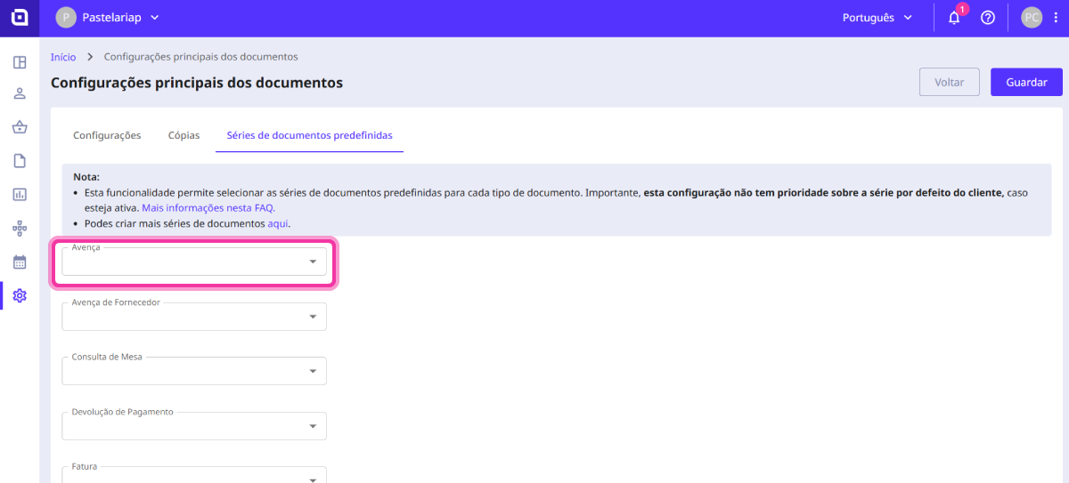 Como associar séries predefinidas a tipos de documentos 3