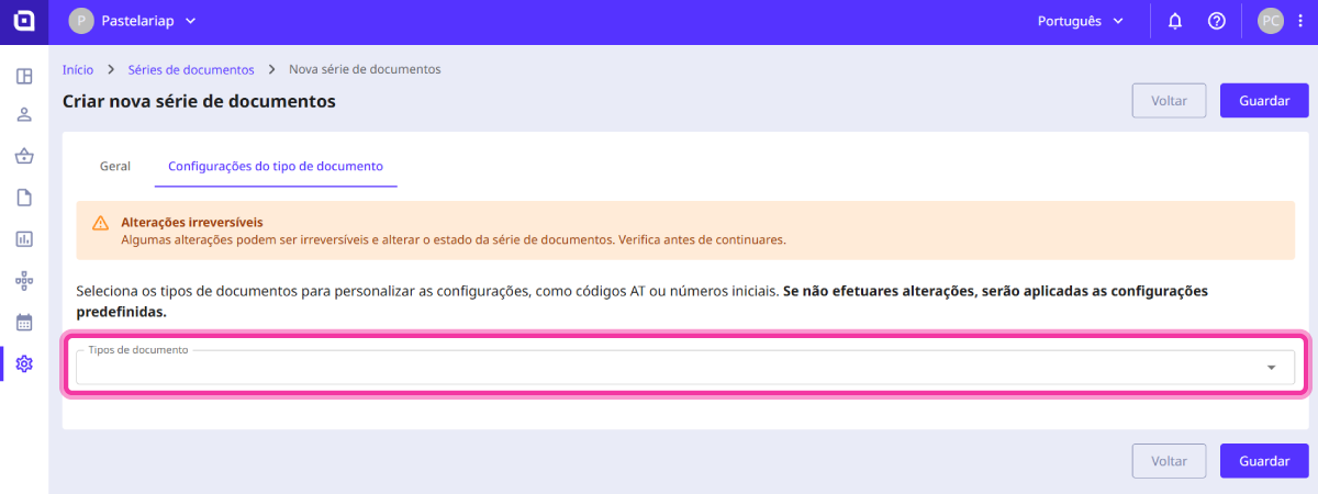 Como registar os documentos pertencentes a uma série na AT 2