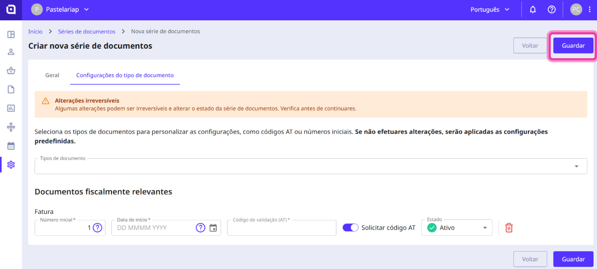 Como registar os documentos pertencentes a uma série na AT 4