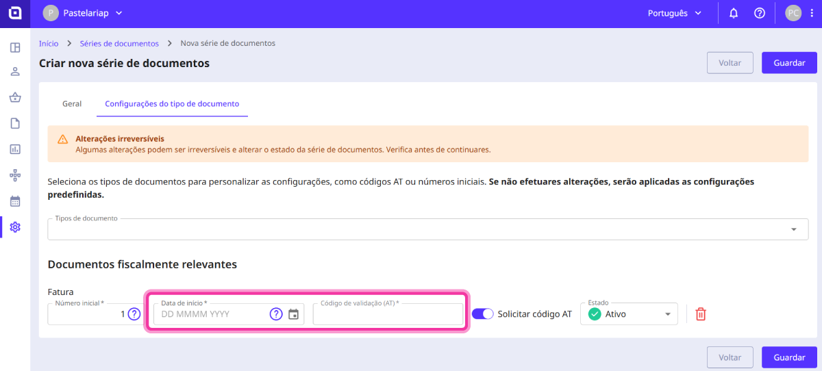 Como registar os documentos pertencentes a uma série na AT 3