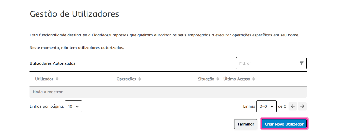 Como criar um novo utilizador no site da AT 6