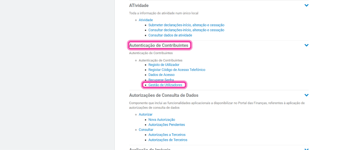 Como criar um novo utilizador no site da AT 5