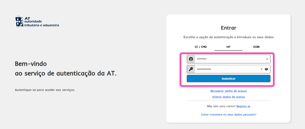 Como criar um novo utilizador no site da AT 3