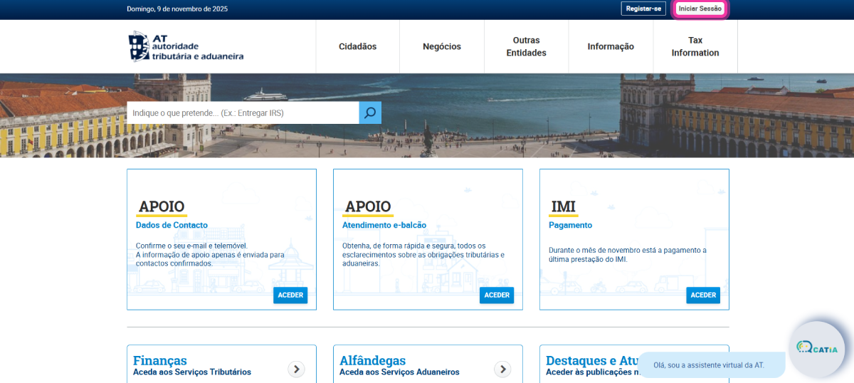 Como criar um novo utilizador no site da AT 2