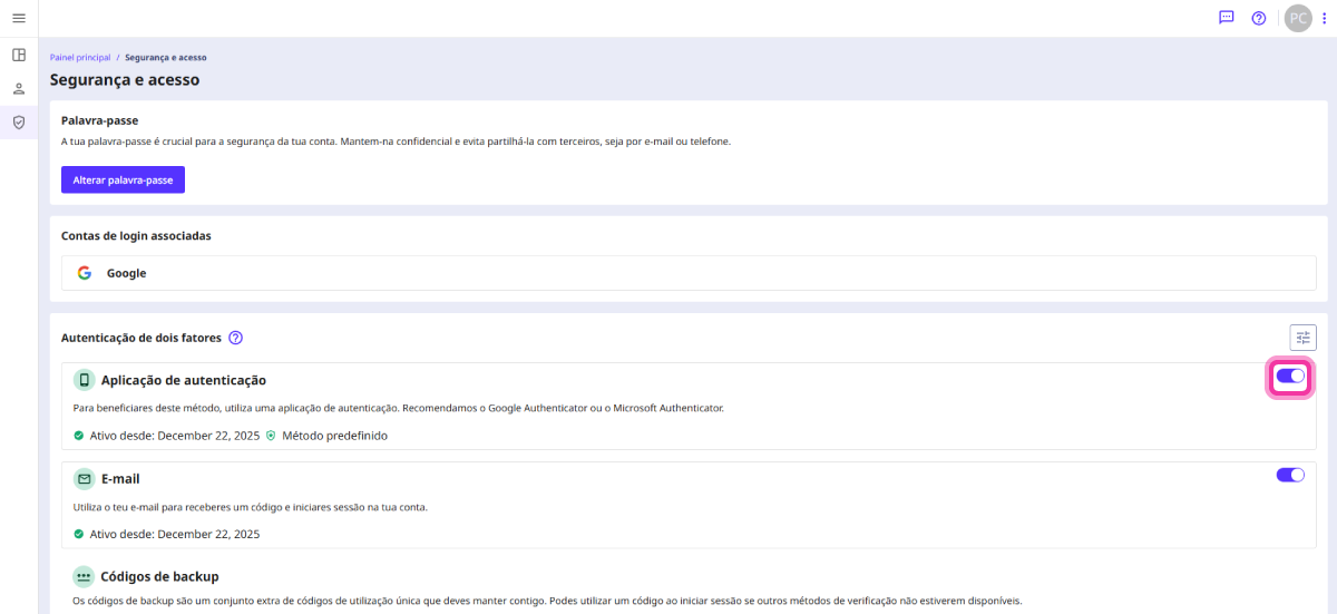 2 FA desativar 2