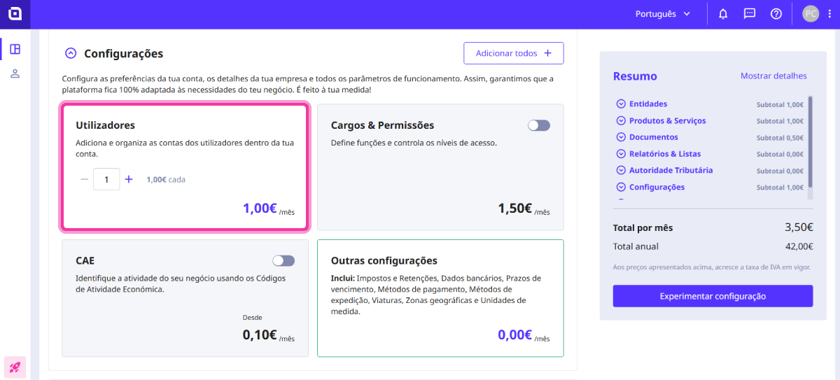 Como usar o configurador do Moloni ON 11