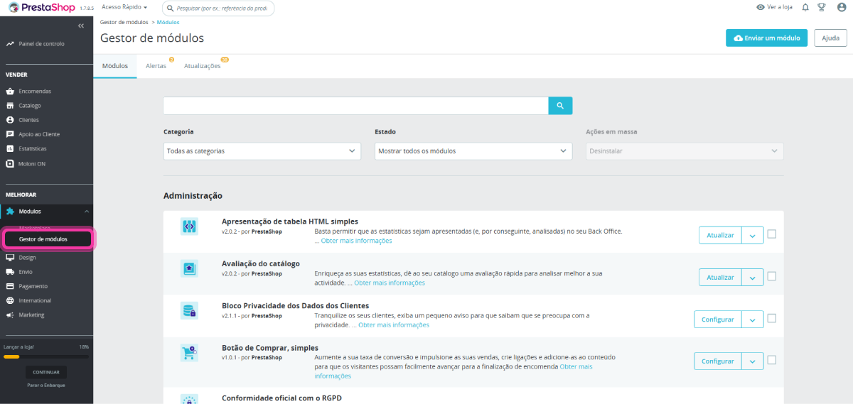 ligar a tua loja PrestaShop com o Moloni ON 3