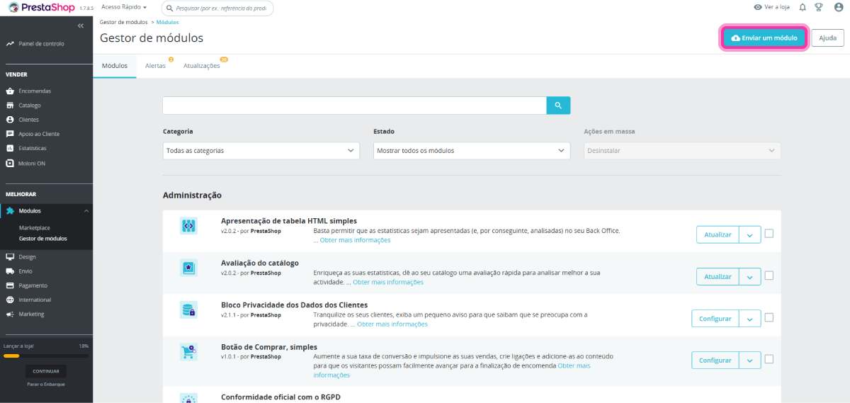 ligar a tua loja PrestaShop com o Moloni ON 4