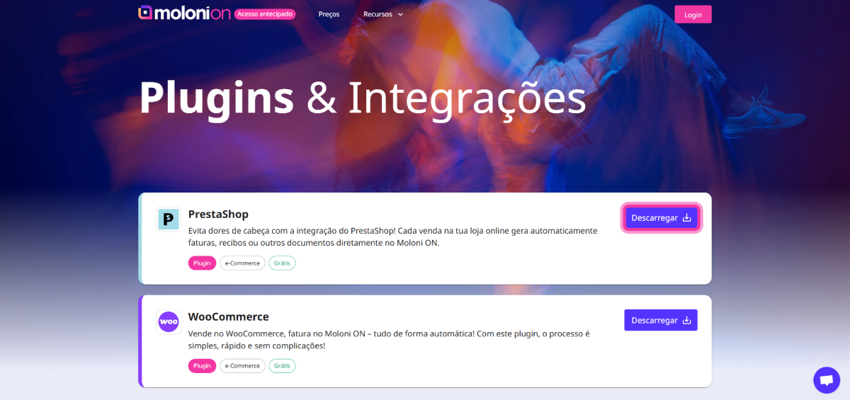 ligar a tua loja PrestaShop com o Moloni ON 1