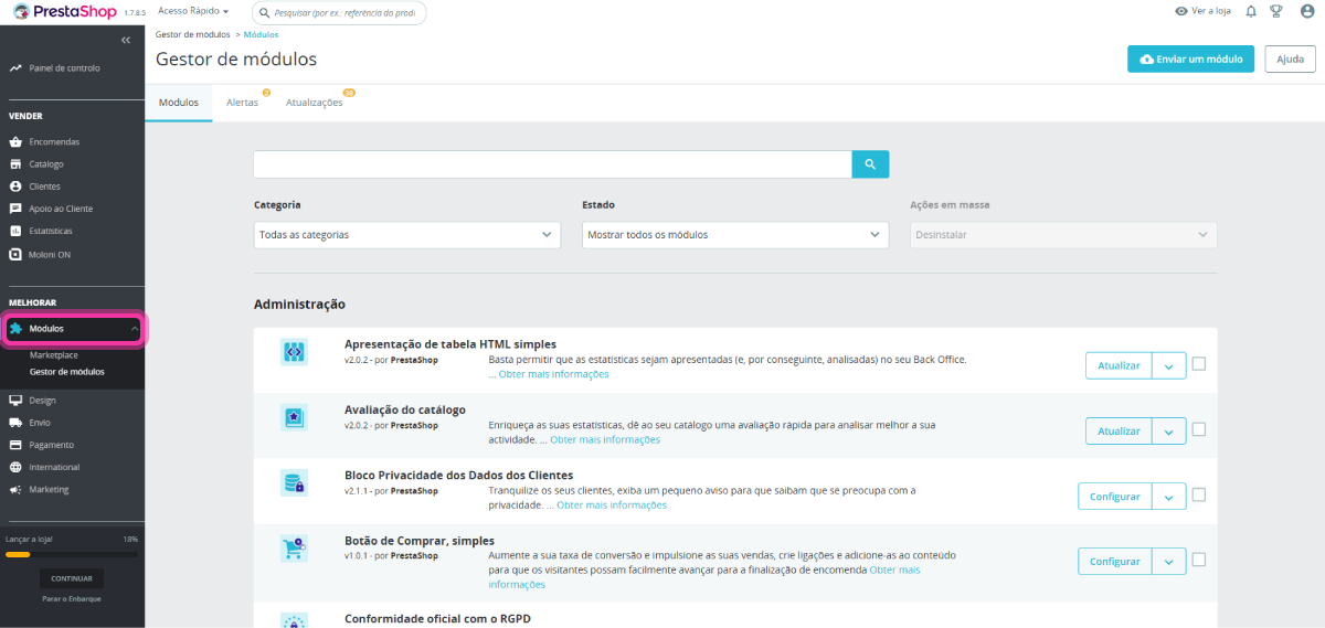 ligar a tua loja PrestaShop com o Moloni ON 2