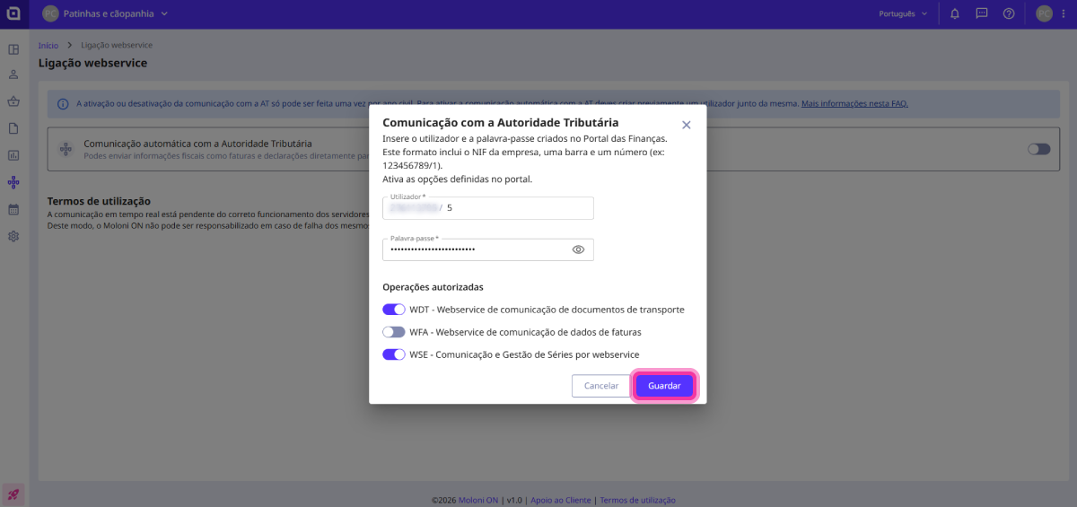 configurar a ligação com AT 5