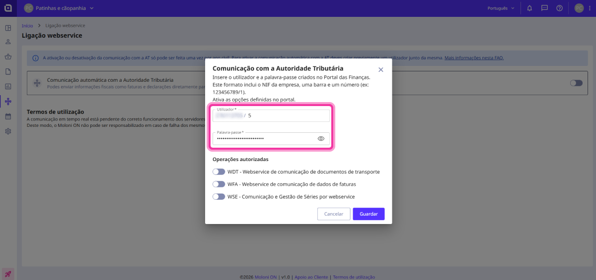 configurar a ligação com AT 3