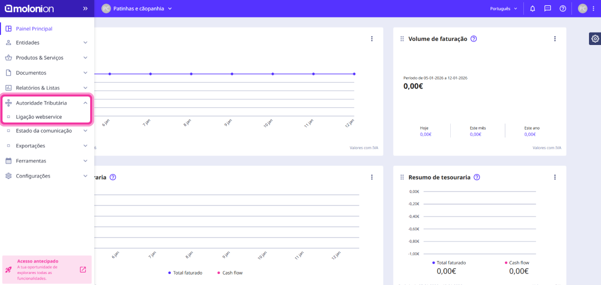 configurar a ligação com AT 1