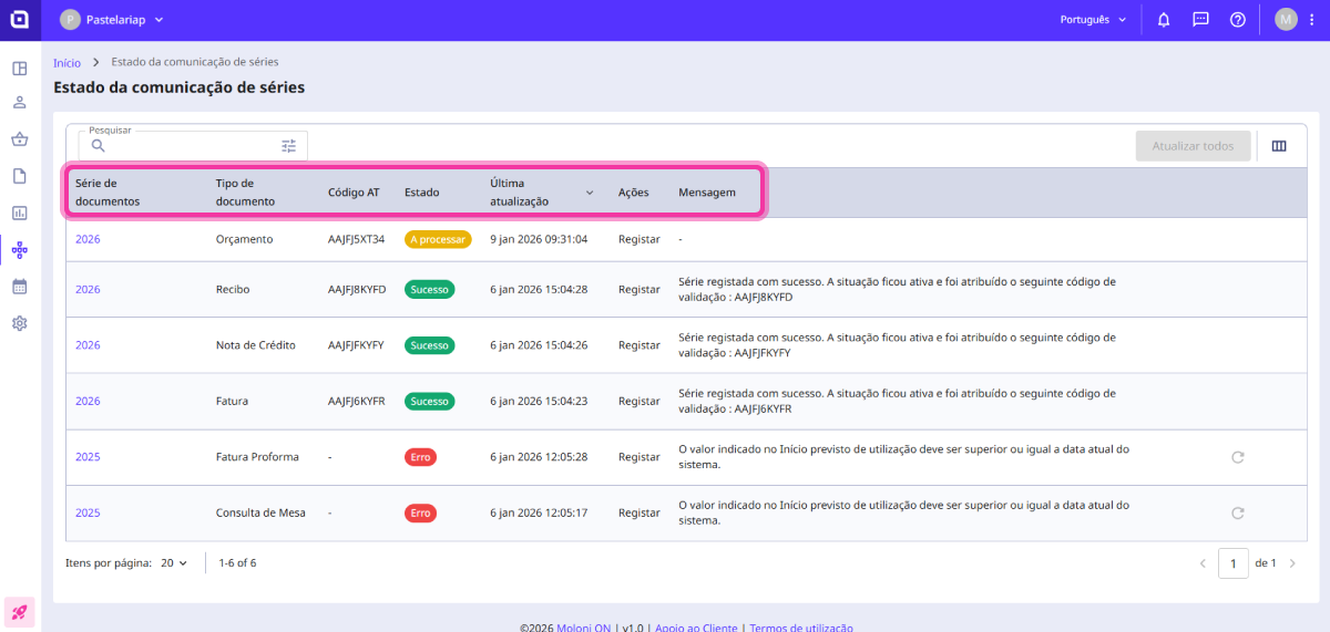 consultar o estado das séries 2