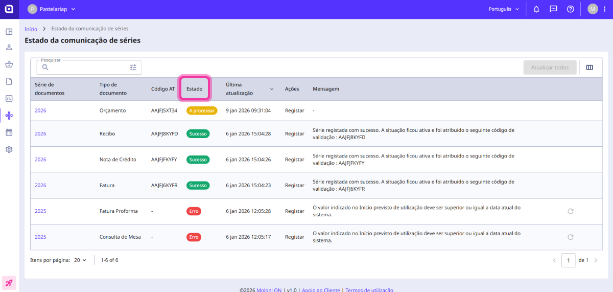 consultar o estado das séries 3