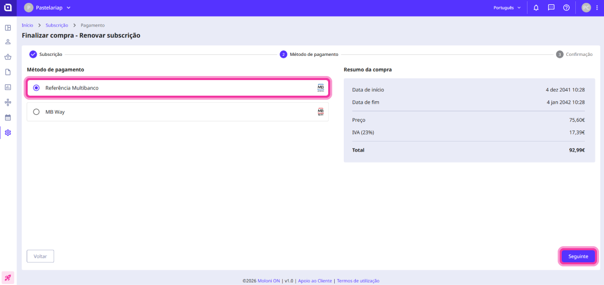 How to subscribe to Moloni ON 6