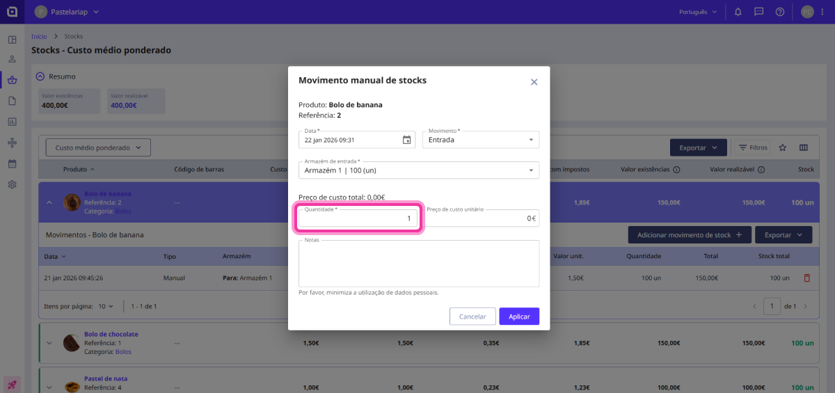 How to add stock movements 15