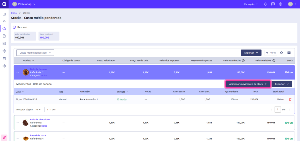 How to add stock movements 12