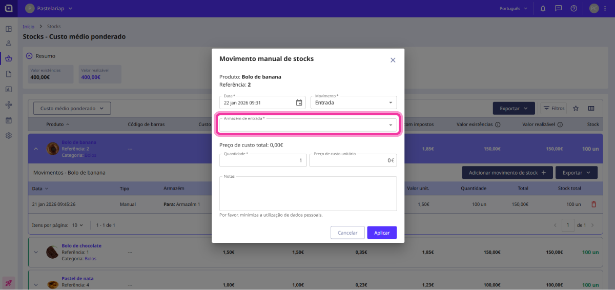 How to add stock movements 14