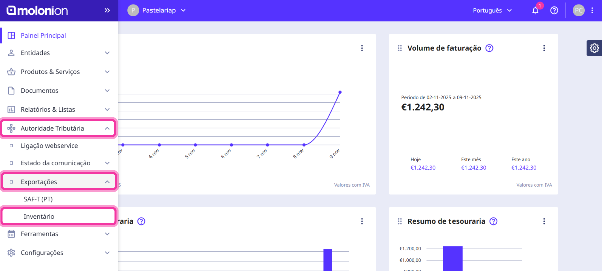 Como exportar um ficheiro de inventário 1