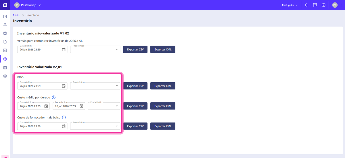 Como exportar um ficheiro de inventário 4