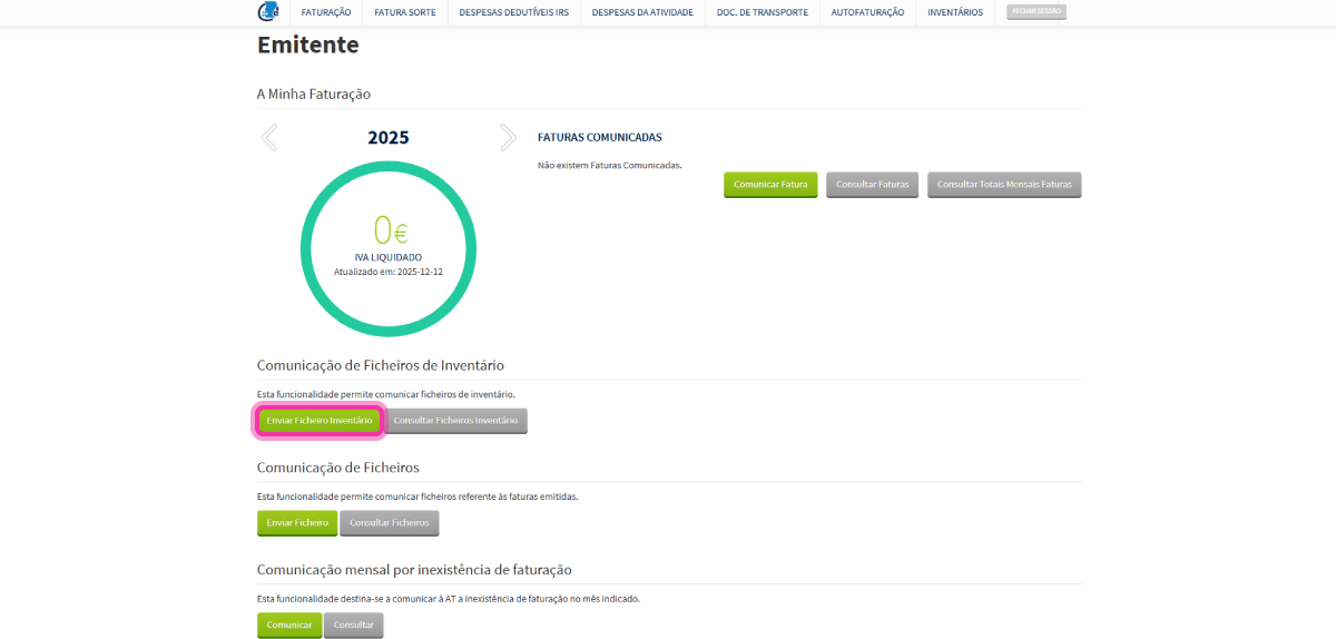 Como submeter um inventário no site da AT 3