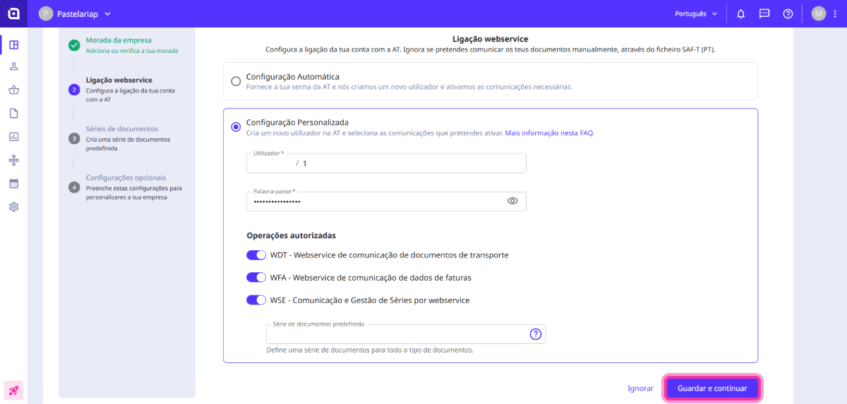 Configurações rápidas para a emissão de documentos 4