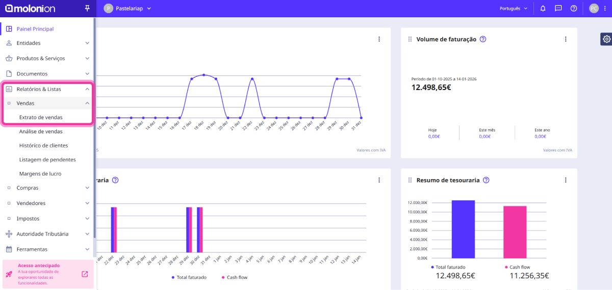 Como consultar e exportar um extrato de vendas 1