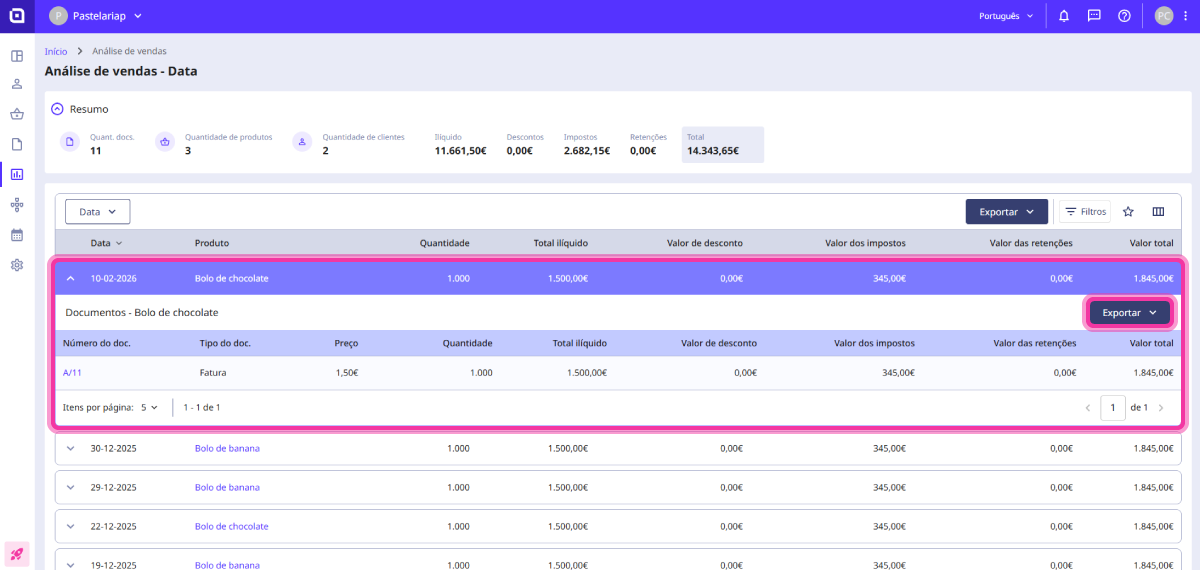 Como consultar e exportar uma análise de vendas 4