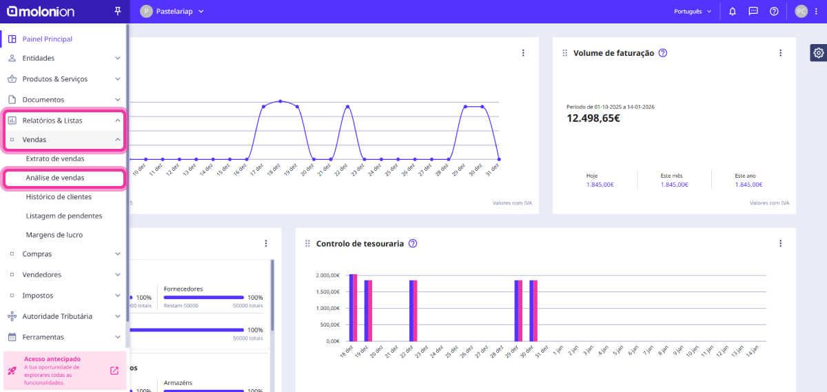 Como consultar e exportar uma análise de vendas 1