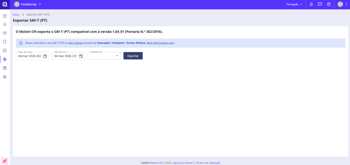 Como exportar um ficheiro SAF-T (PT) 2