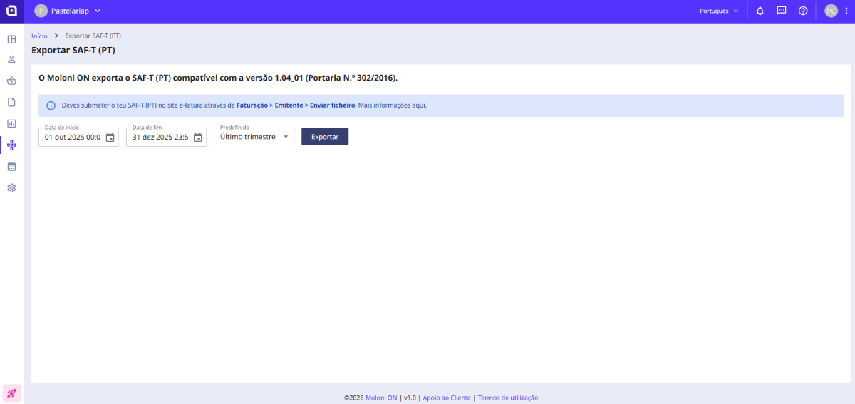 Como exportar um ficheiro SAF-T (PT) 3