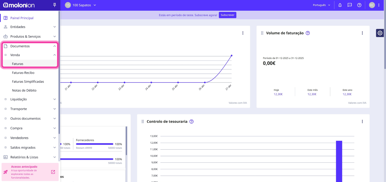 Como converter uma fatura numa nota de crédito parcial 1