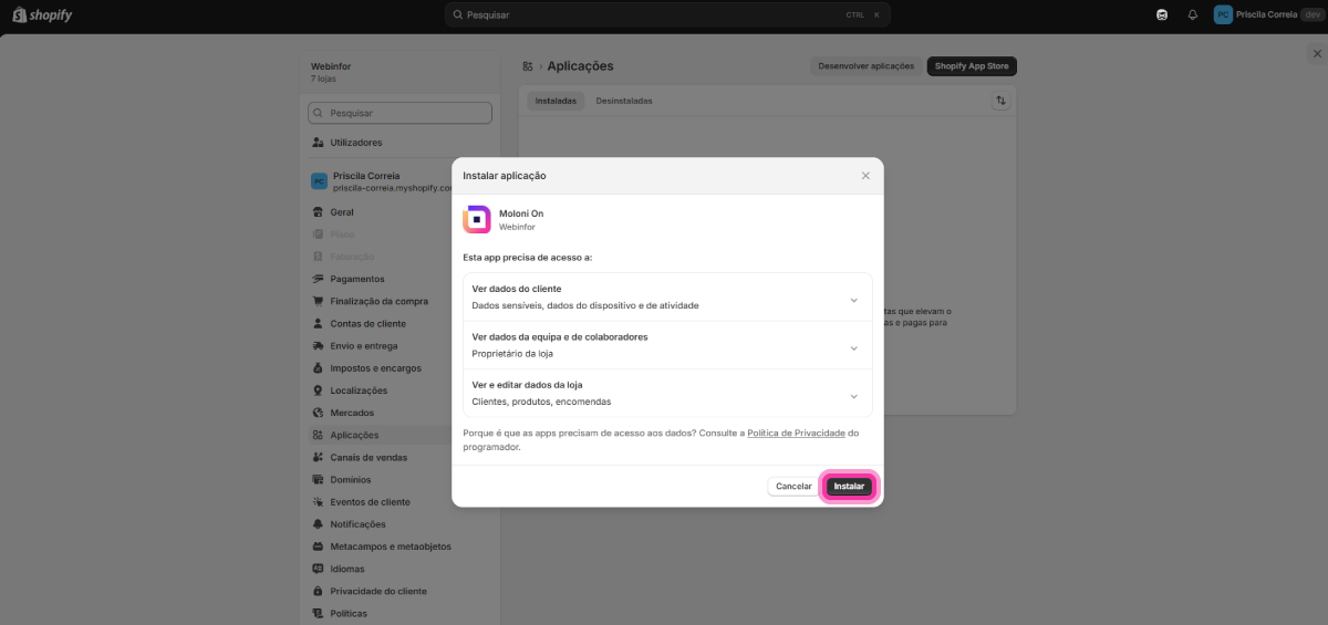 Como ligar a tua loja Shopify 4