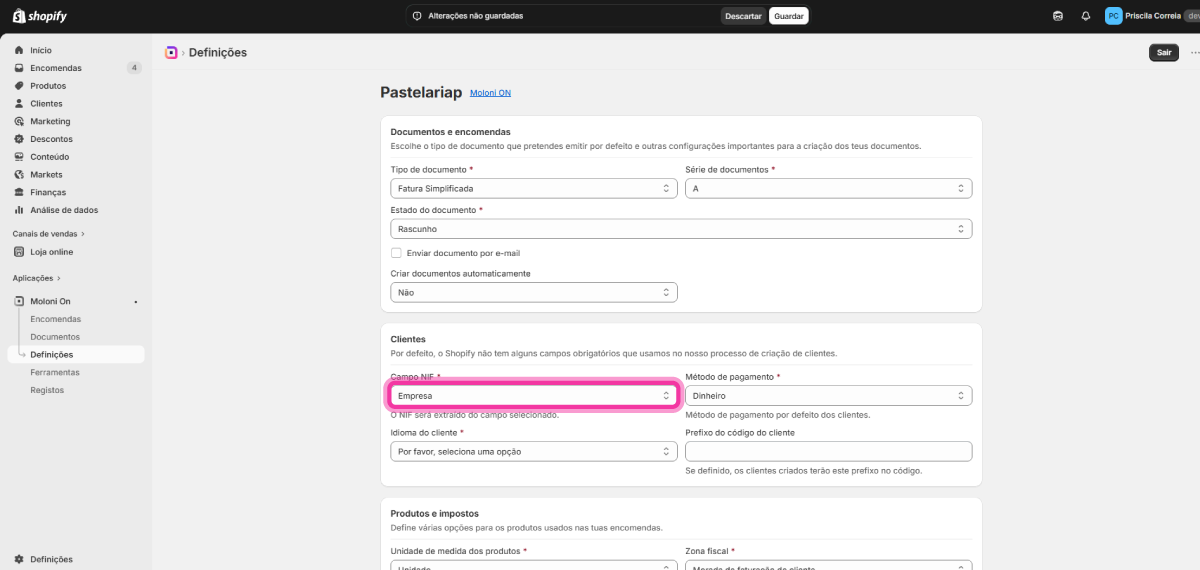 Como configurar o campo contribuinte 14
