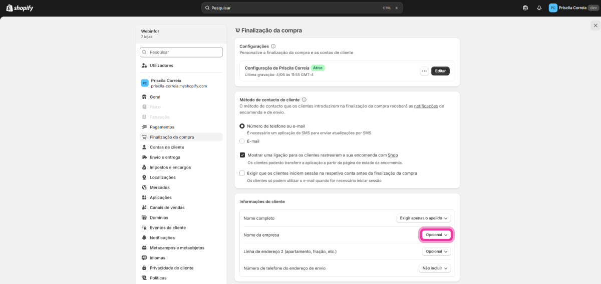 Como configurar o campo contribuinte 3