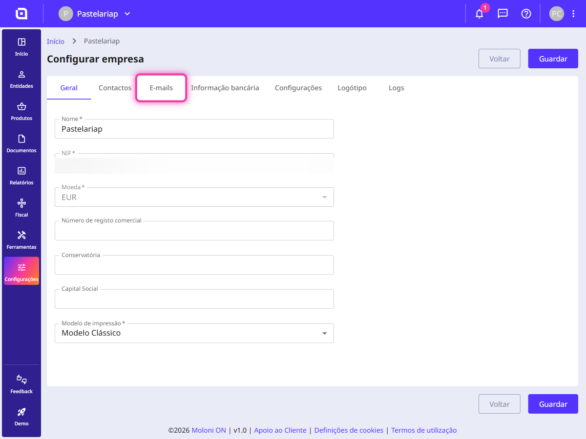 Como configurar o remetente dos e-mails 2