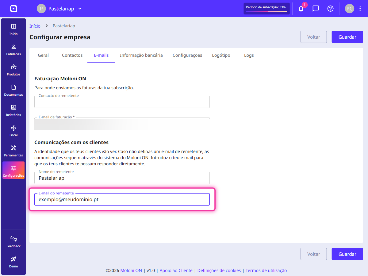 Como configurar o remetente dos e-mails 3
