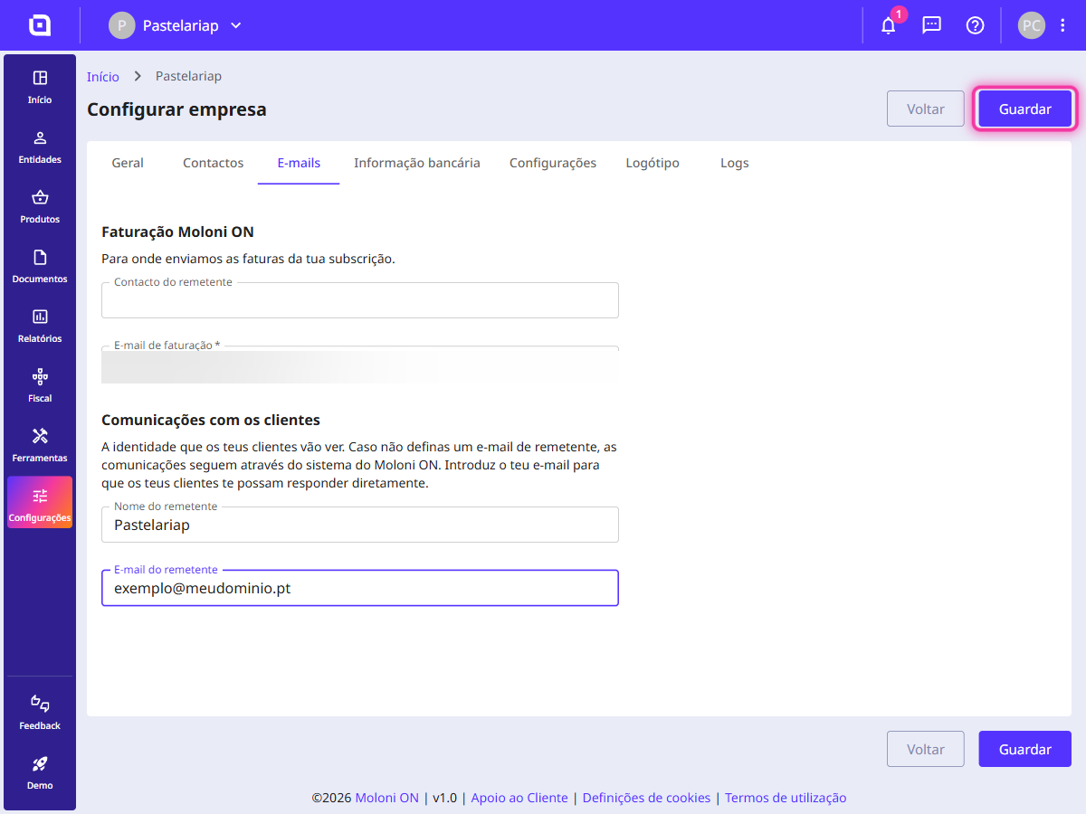 Como configurar o remetente dos e-mails 4