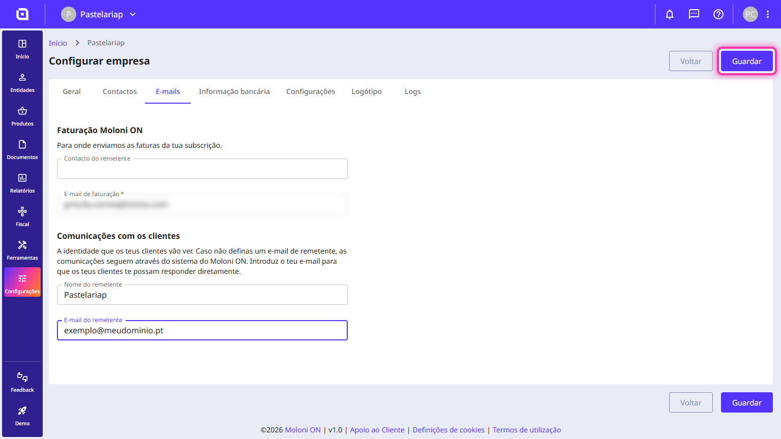 Como configurar o remetente dos e-mails 4