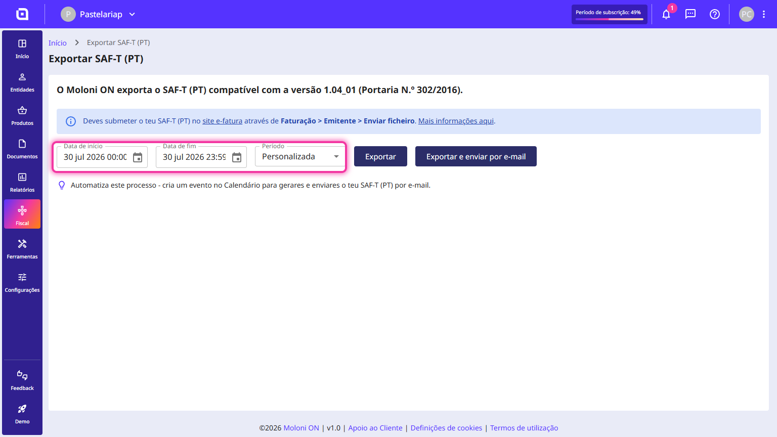 Como exportar um ficheiro SAF-T (PT) 2