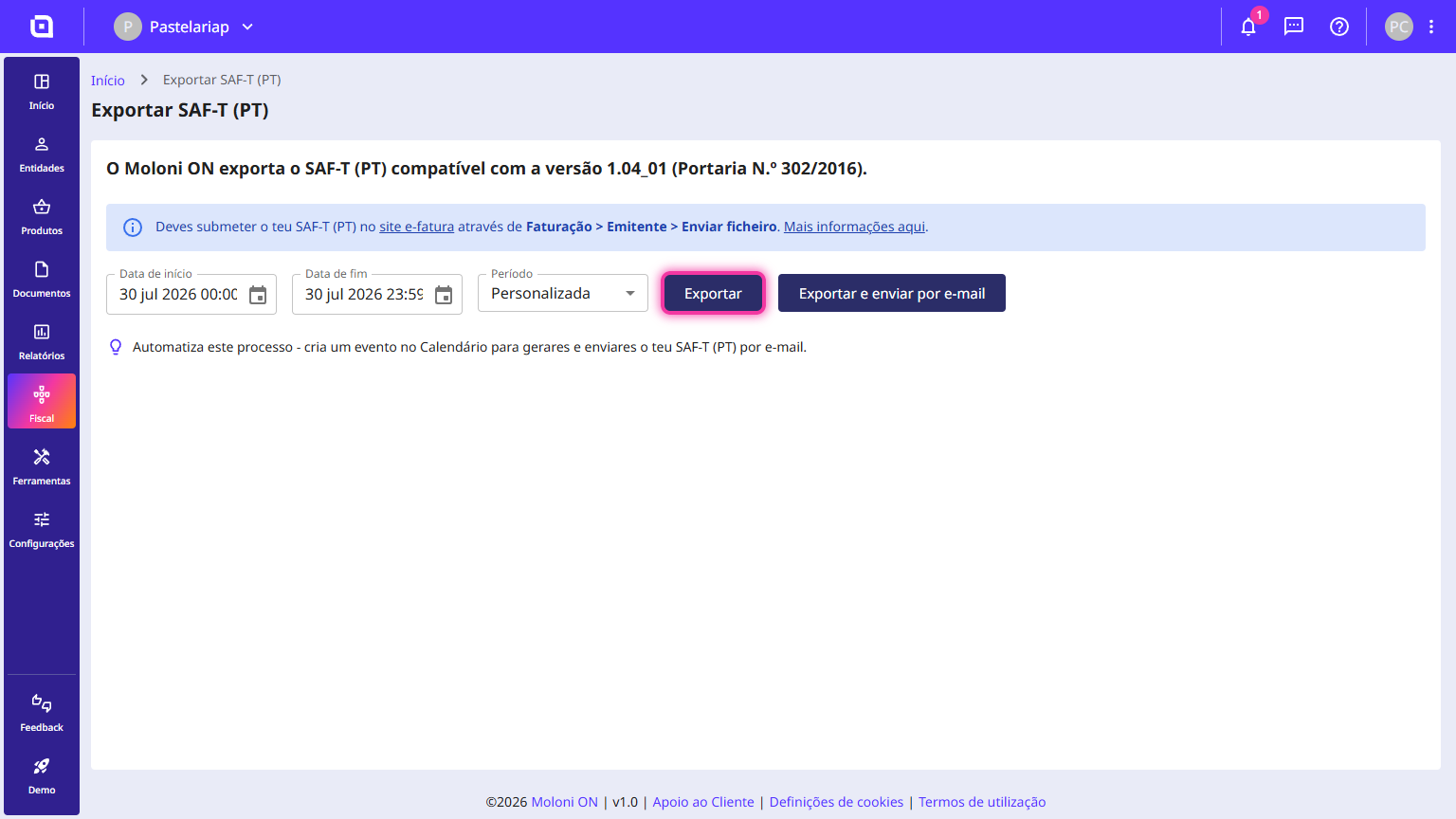 Como exportar um ficheiro SAF-T (PT) 3