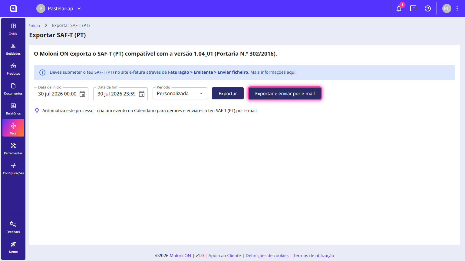 Como exportar um ficheiro SAF-T (PT) 4
