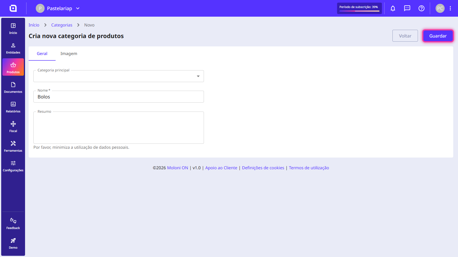 Category form with the Save button highlighted in the top right corner