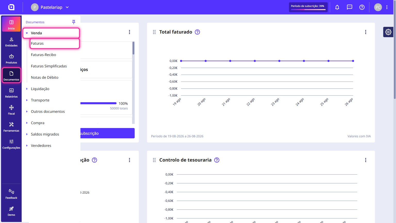 Moloni ON side menu with the path Documents, Sales and Invoices highlighted